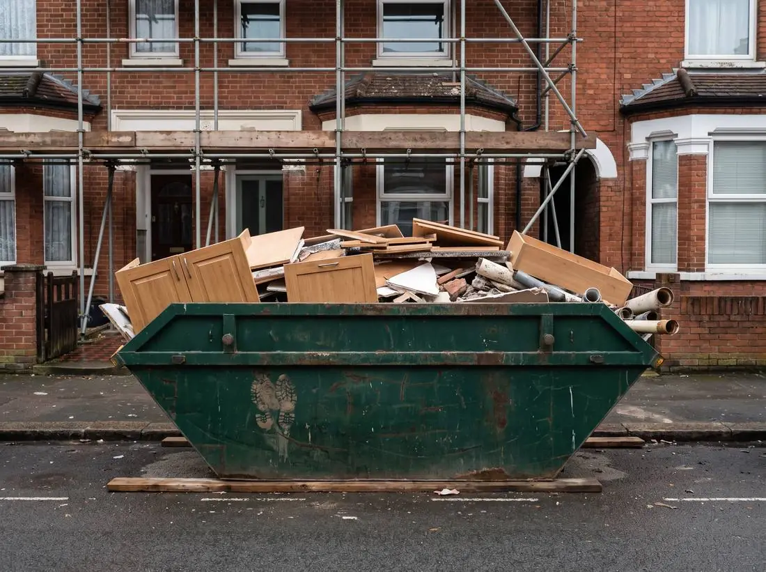 Builder's skip outside a house renovation