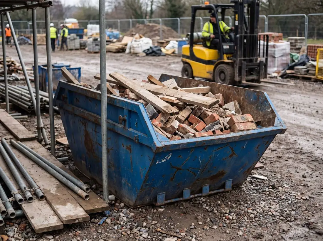 8 yard skip on a construction site